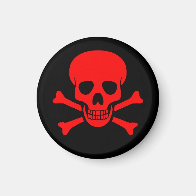 Red Skull & Crossbones Magnet (Front)