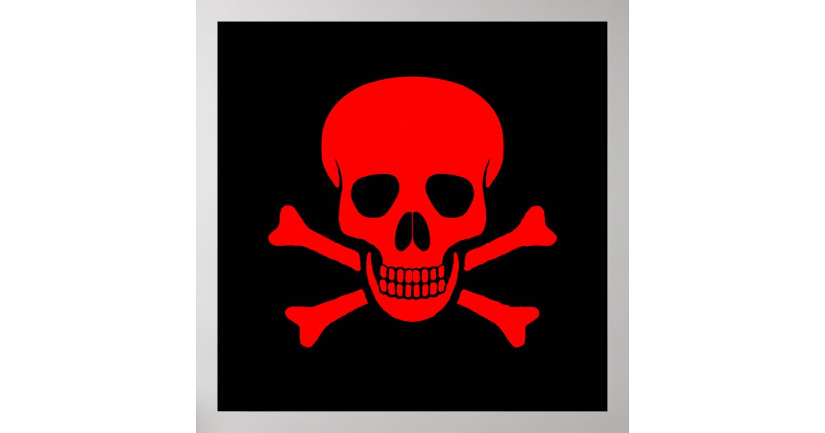 Red Skull & Crossbones Poster | Zazzle.com