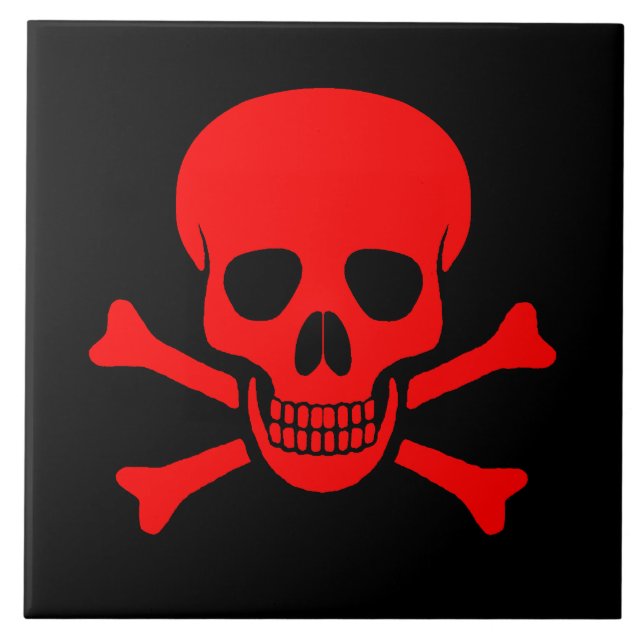 Red Skull & Crossbones Tile (Front)