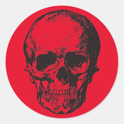 Red Skull Fantasy Art Rock Punk Heavy Metal Classic Round Sticker