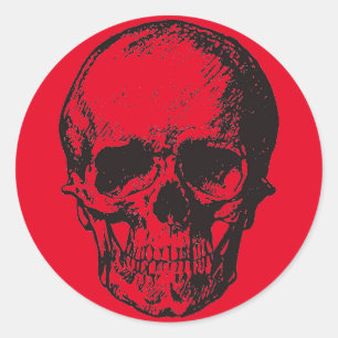 Red Skull Fantasy Art Rock Punk Heavy Metal Classic Round Sticker