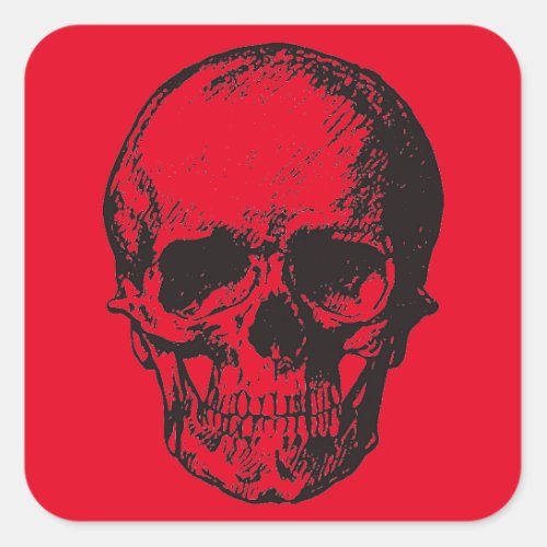 Red Skull Fantasy Art Rock Punk Heavy Metal Square Sticker