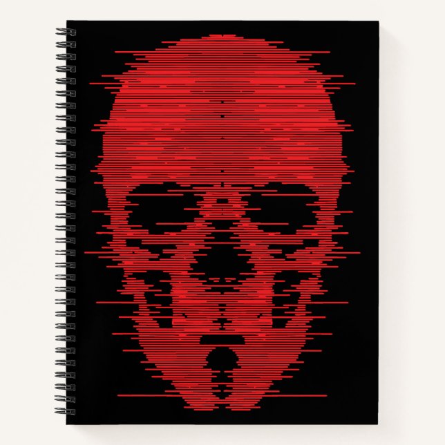 Red Skull Glitch Art Notebook (Front)