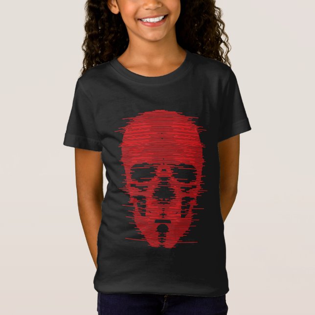 Red Skull Glitch Art T-Shirt (Front)