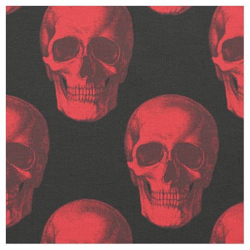 Red Skull Gothic Halloween Creepy Fabric