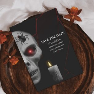 Red Skull Gothic Spider Candle Dark Moody Hallowee Save The Date