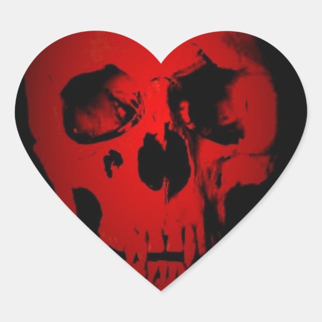 Red Skull Heart Sticker (Front)
