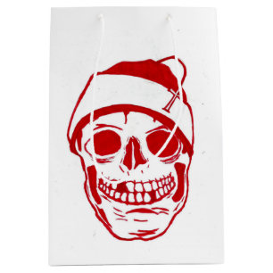 Red Skull In Santa Hat Medium Gift Bag