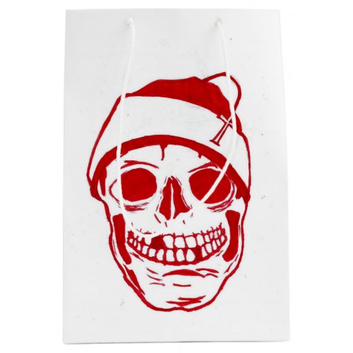 Red Skull In Santa Hat Medium Gift Bag