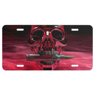 Red Skull License Plate