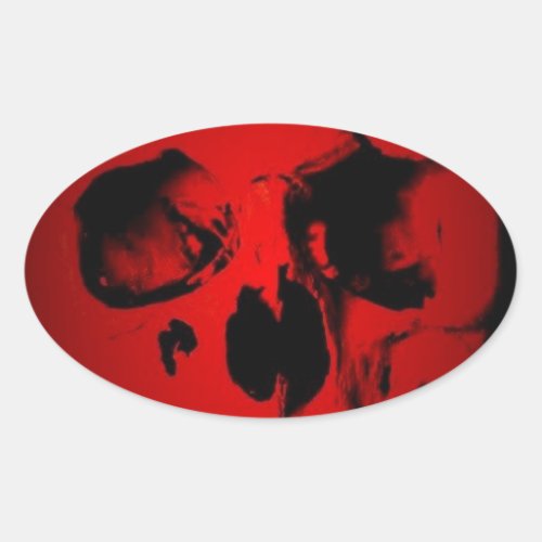 Red Skull Oval Sticker