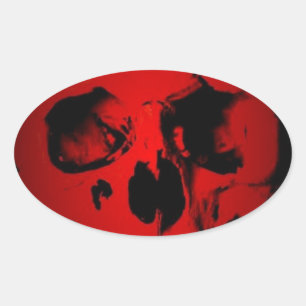 Red Skull Oval Sticker