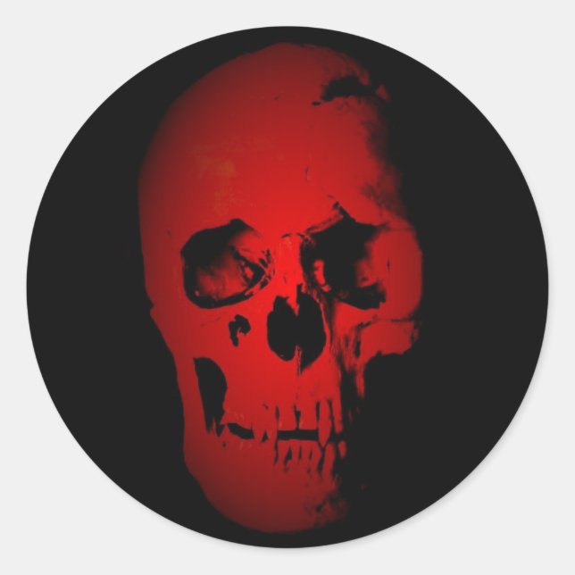 Red Skull Skeleton Classic Round Sticker (Front)