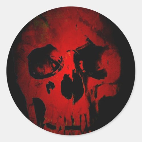 Red Skull Skeleton Fantasy Art Heavy Metal Classic Round Sticker