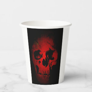 Red Skull Skeleton Fantasy Art Heavy Metal Paper Cups