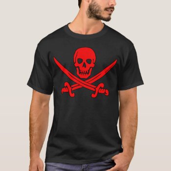 Red Skull & Swords Pirate Flag T-shirt by HumphreyKing at Zazzle