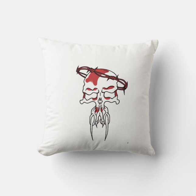 red skull throw pillow (Front)
