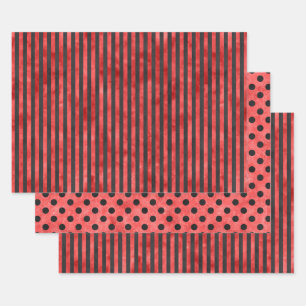 Red Skulls and Sunflower Series Design 11 Wrapping Paper Sheets