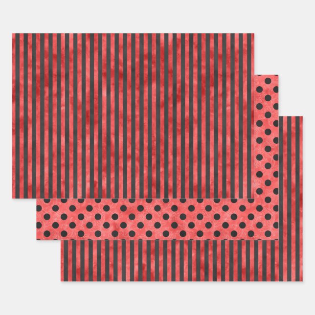 Red Skulls and Sunflower Series Design 11   Wrapping Paper Sheets (Set)