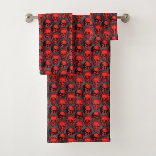 Red Skulls and Sunflower Series Design 1  Bath Towel Set
