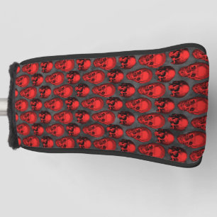 Red Skulls and Sunflower Series Design 1 Golf Head Cover