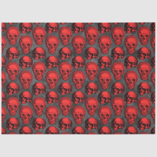 Red Skulls and Sunflower Series Design 1 Tissue Paper (Front)