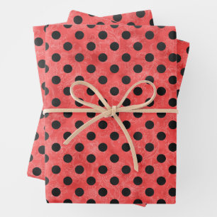 Red Skulls and Sunflower Series Design 4 Wrapping Paper Sheets