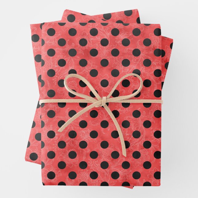 Red Skulls and Sunflower Series Design 4 Wrapping Paper Sheets (In situ)
