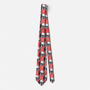 Red Skulls and Sunflower Series Design 8 Neck Tie