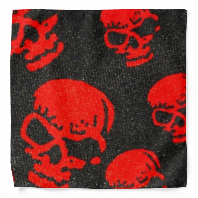 Red Skulls on Black Bandana (Front)