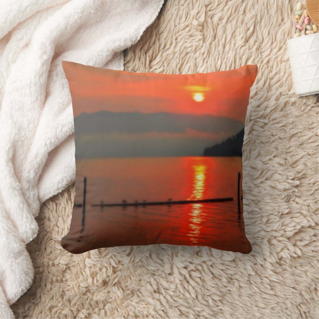Red Sky At Morning Throw Pillow (Blanket)