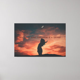 Red Sky At Night Tomorrow Is A Delight - Woman Canvas Print