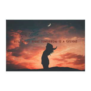 Red Sky At Night Tomorrow Is A Delight - Woman Canvas Print