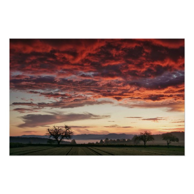 Red Sky Beautiful Landscape Poster (Front)