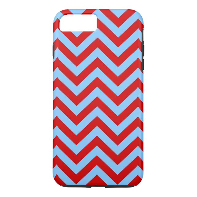 Red, Sky Blue Large Chevron ZigZag Pattern Case-Mate iPhone Case (Back)