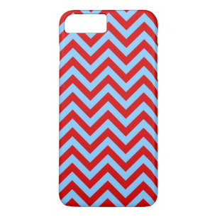 Red, Sky Blue Large Chevron ZigZag Pattern iPhone 8 Plus/7 Plus Case