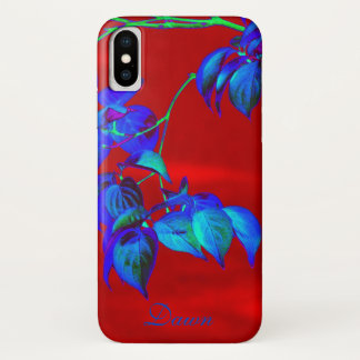 Red Sky Blue Leaves iPhone X Case