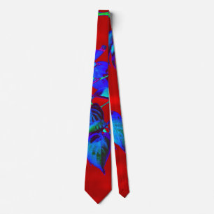 Red Sky Blue Leaves Tie