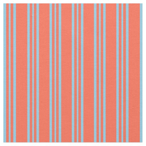 Red & Sky Blue Lines/Stripes Pattern Fabric