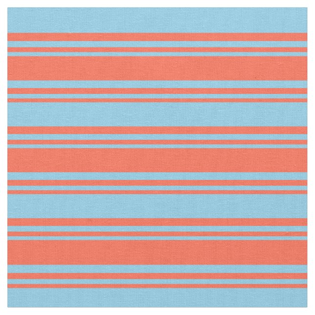 Red & Sky Blue Pattern Fabric (Close Up)