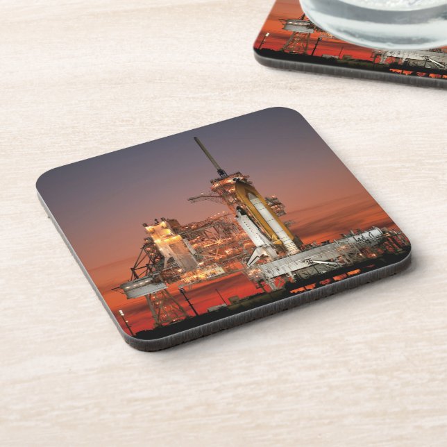 Red Sky for Space Shuttle Atlantis Launch Beverage Coaster (Left Side)