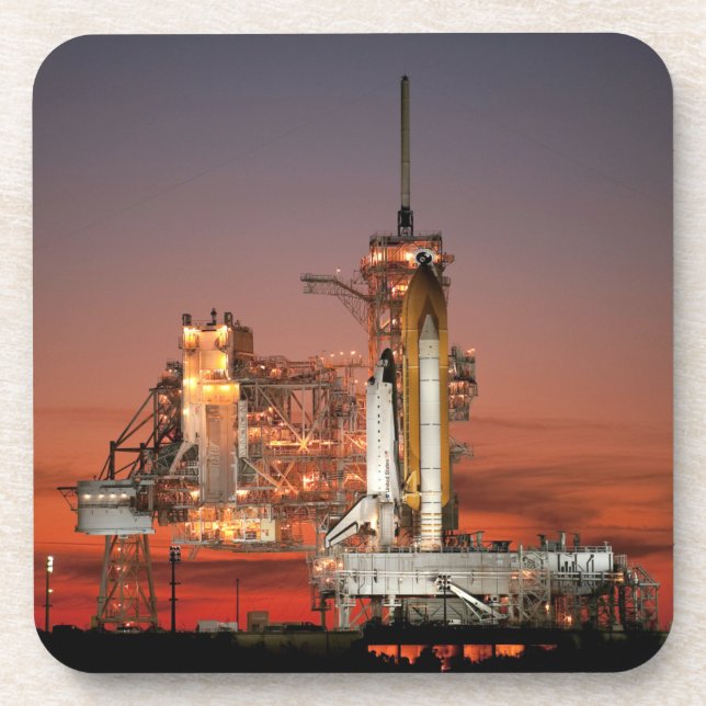 Red Sky for Space Shuttle Atlantis Launch Beverage Coaster (Front)