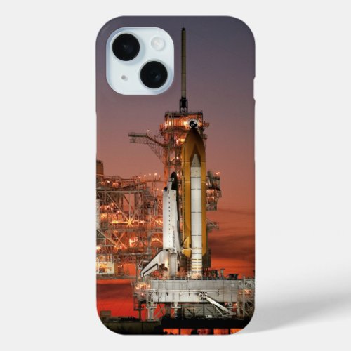 Red Sky for Space Shuttle Atlantis Launch iPhone 15 Case