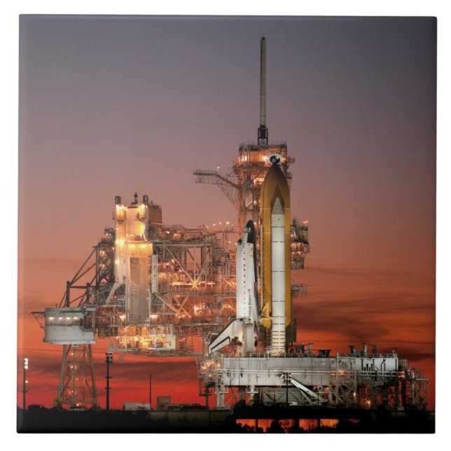 Red Sky for Space Shuttle Atlantis Launch Ceramic Tile (Front)
