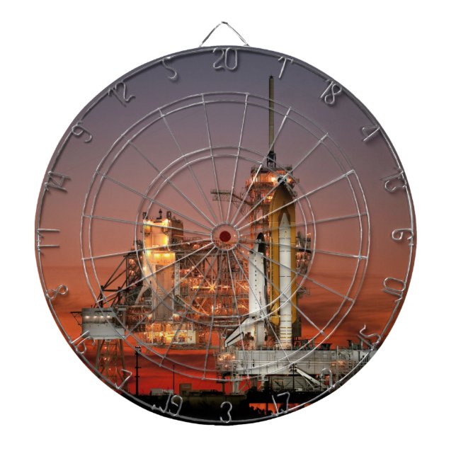 Red Sky for Space Shuttle Atlantis Launch Dart Board (Front)