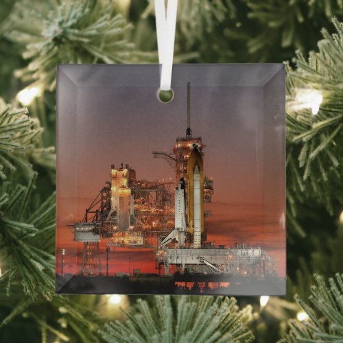 Red Sky for Space Shuttle Atlantis Launch Glass Ornament