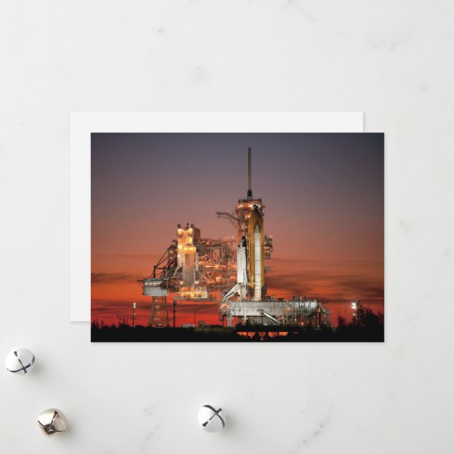 Red Sky for Space Shuttle Atlantis Launch Holiday Card (Front/Back In Situ)