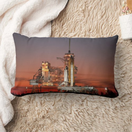 Red Sky for Space Shuttle Atlantis Launch Lumbar Pillow