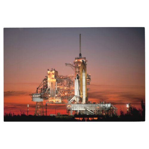 Red Sky for Space Shuttle Atlantis Launch Metal Print