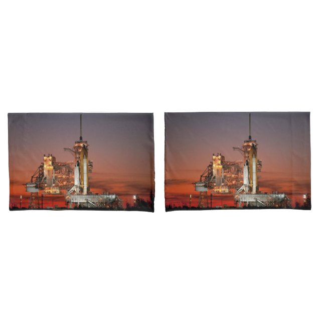 Red Sky for Space Shuttle Atlantis Launch Pillow Case (Front-Set)